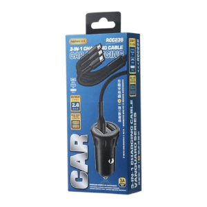 Remax Vanguard Series 2,4A Car Charger + 3U1 Cabel RCC236