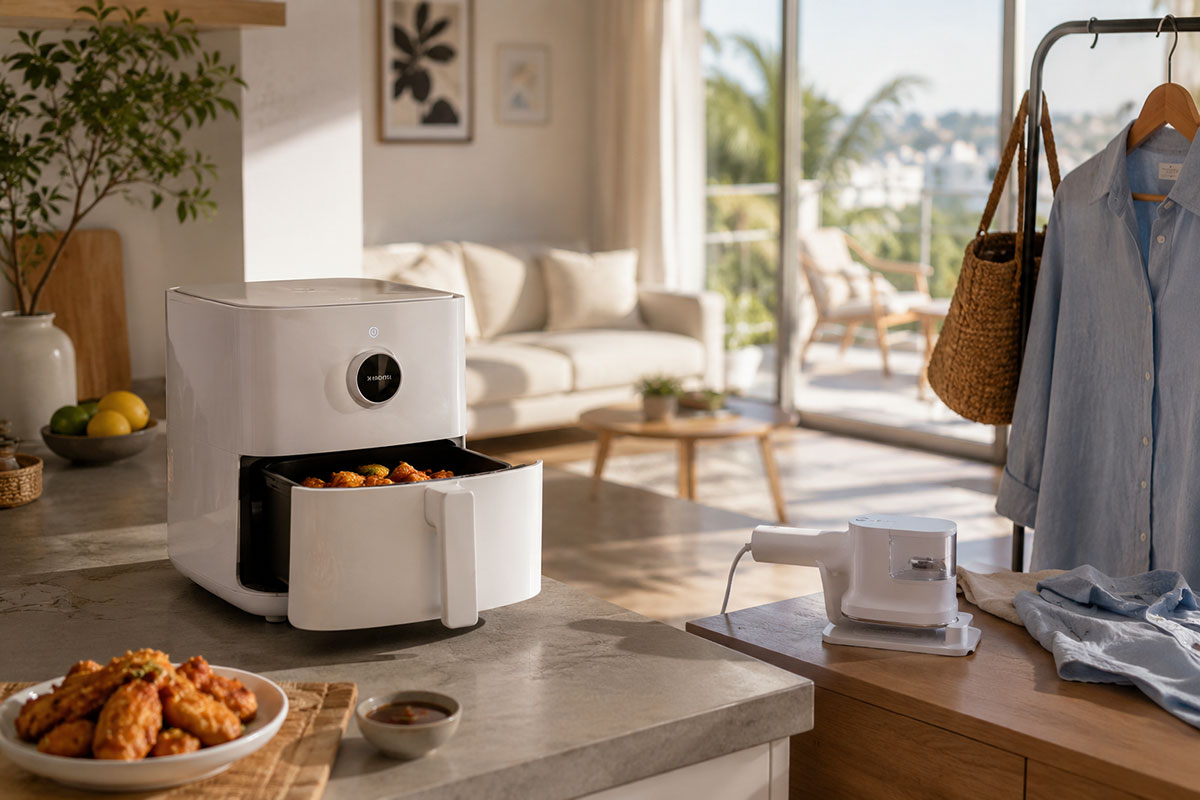 Xiaomi Smart Air Fryer 6.5L i Xiaomi Handheld Steam Iron u svijetlom domu